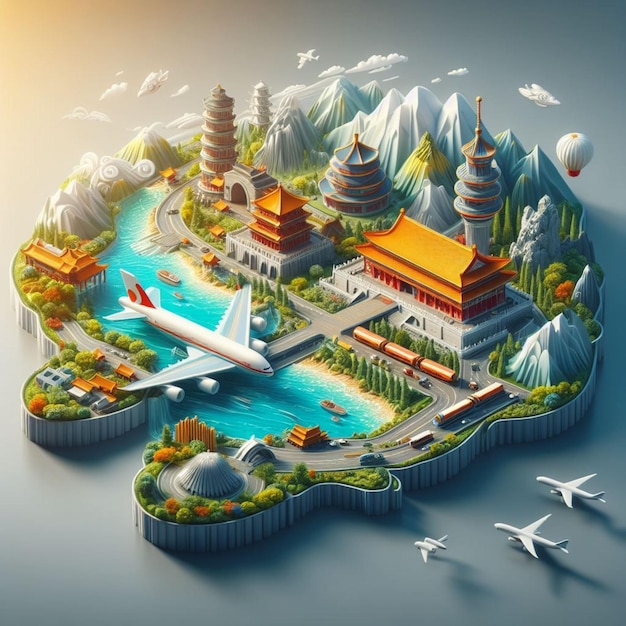 3D-Illustration von China