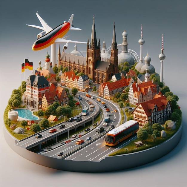 3D-Illustration von Deutschland mit grauem Hintergrund