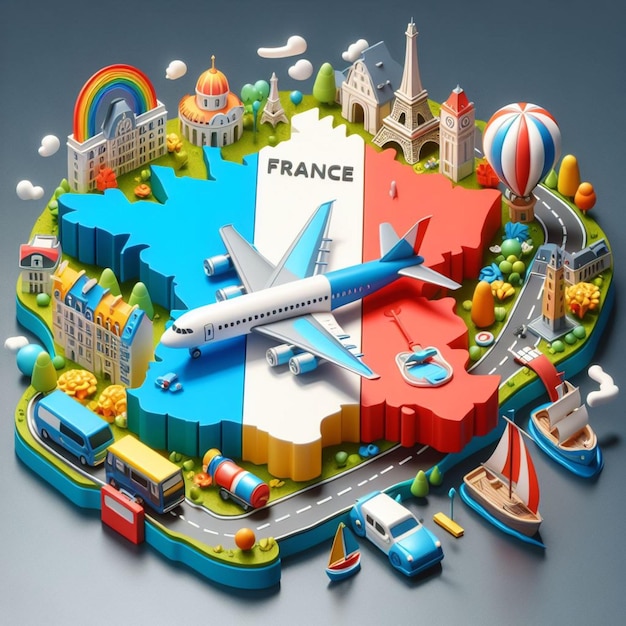 3D-Illustration von Frankreich