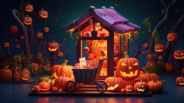 3D-Illustration von Happy Halloween Online-Shopping, generiert von KI