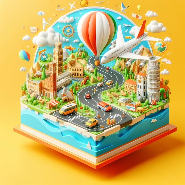 3D-Illustration von Italien mit grauem Hintergrund