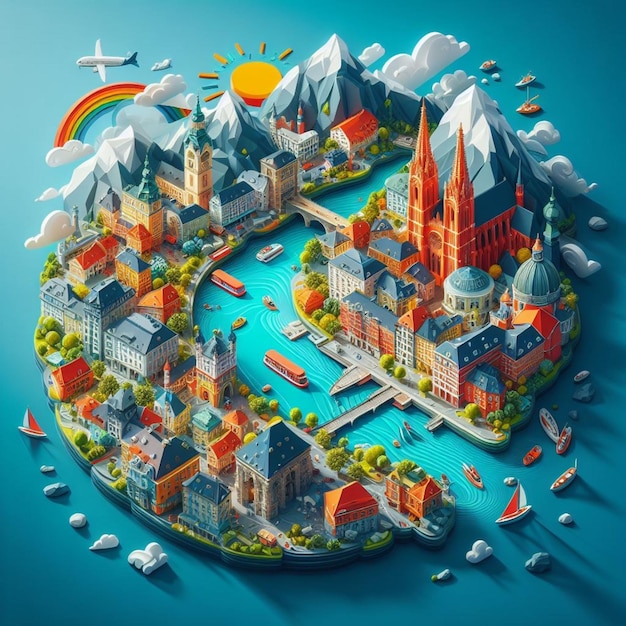 3D-Illustration von Österreich