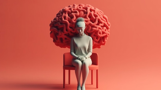 3D-Illustration zum Bewusstsein für psychische Gesundheit
