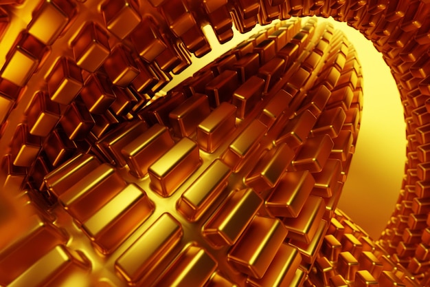 3D ilusão de ouro isométrica formas abstratas coloridas entrelaçadas