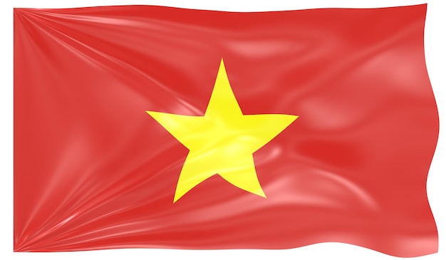 Foto 3d ilustração de uma bandeira do vietnã