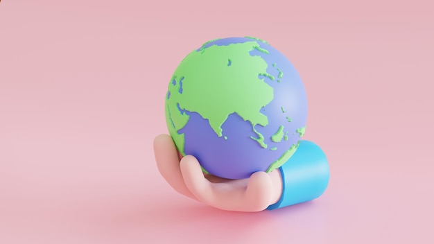 3d ilustração do mapa do mundo da terra globo 3d render ilustração