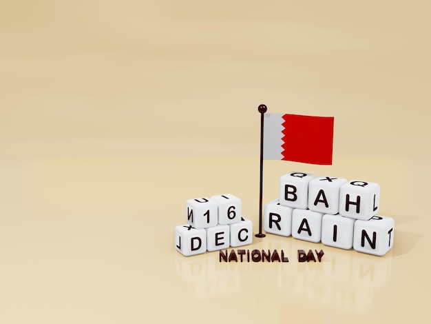 3d ilustración día de la independencia de bahrein con texto y bandera