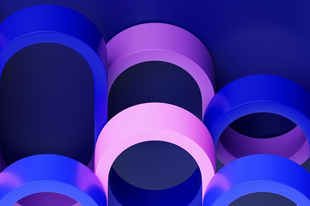 3d ilustración de diseño colorido onda abstracta sobre un fondo azul Reconocimiento de voz ecualizador grabadora de audio Botón de micrófono con onda de sonido Símbolo de tecnología inteligente