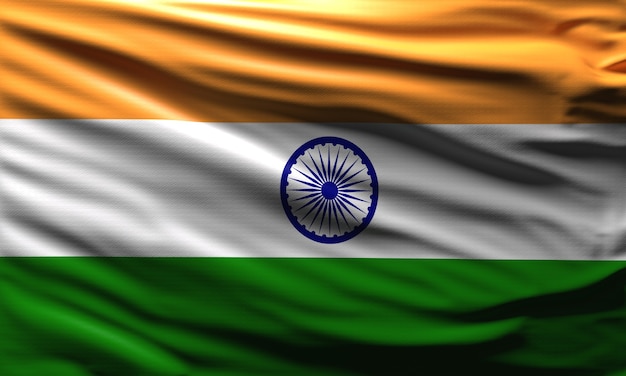 3d Indien Flagge Hintergrund indisches Nationalsymbol winkte im Wind Weltflaggen Konzept