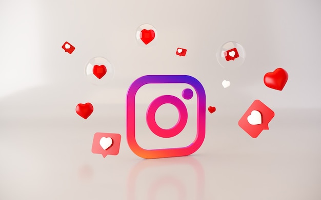3D-Instagram-Anwendungs-Logo-Hintergrund Instagram-Soziale Medienplattform