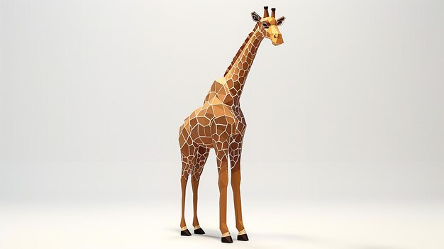 Foto 3d irreal lowpoly modelo de animal una jirafa de dibujos animados