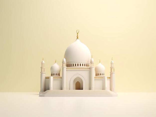 3D-islamisches Moscheeelement auf minimalistischem Hintergrund