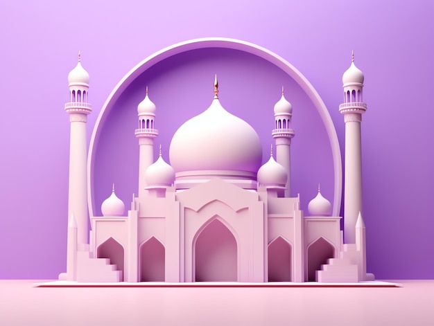 3D-islamisches Moscheeelement auf minimalistischem Hintergrund