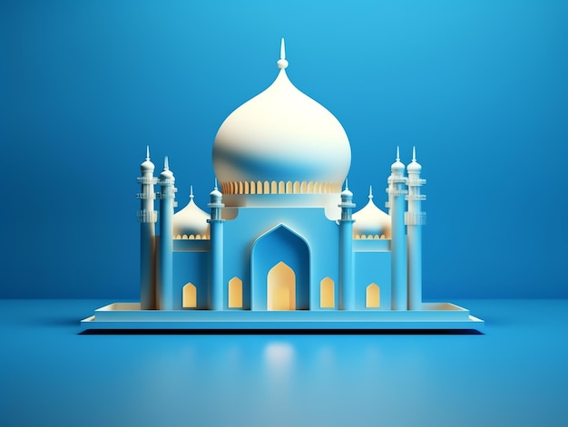 3D-islamisches Moscheeelement auf minimalistischem Hintergrund