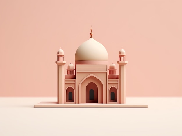 3D-islamisches Moscheeelement auf minimalistischem Hintergrund