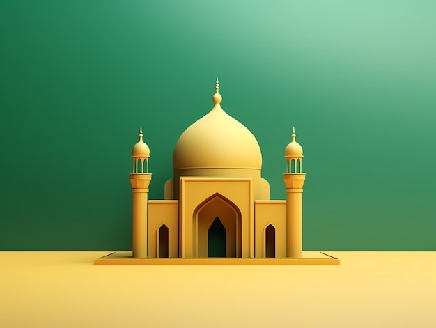 3D-islamisches Moscheeelement auf minimalistischem Hintergrund