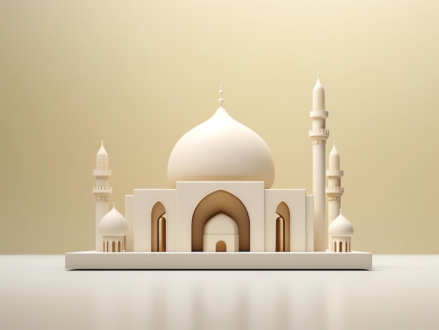 3D-islamisches Moscheeelement auf minimalistischem Hintergrund