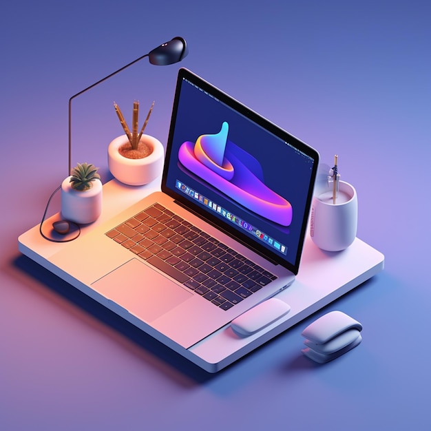 3d isométrico apple macbook laptop