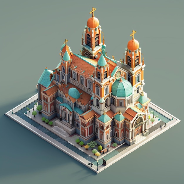 3d isometrische Kathedrale Kirche