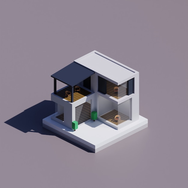 3D isometrisches modernes Haus