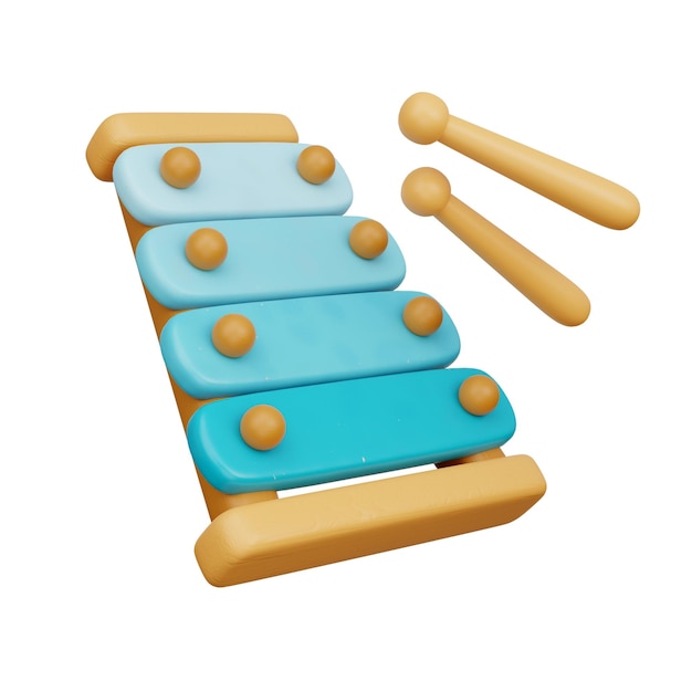 3D Juguete para niños xilófono de madera renderización 3D