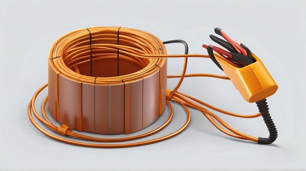 Foto 3d-kabel-rendering mit futuristischem hintergrund