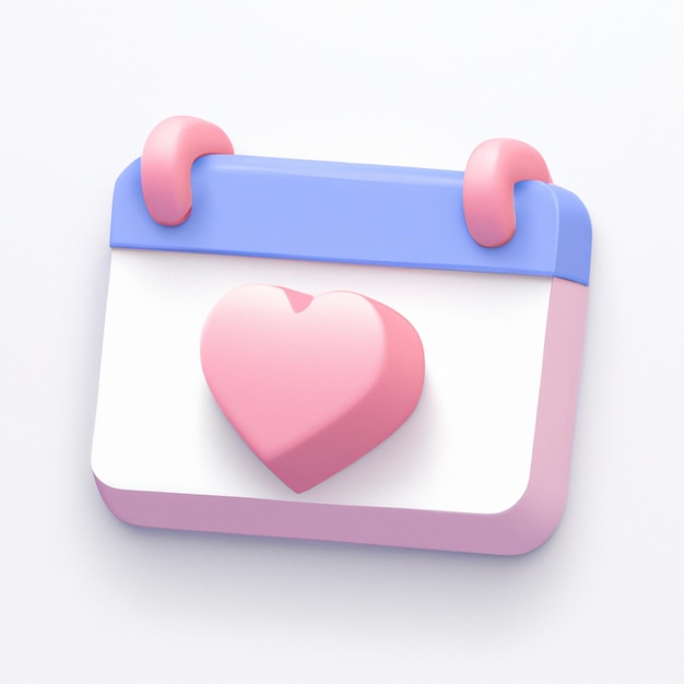 3D-Kalender, Liebesherz-Symbol, Valentinstag-Terminplan, erstellt mit generativer KI-Technologie