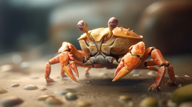 3D-Krabbenillustration am Strand