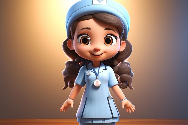 3d, Krankenschwester, Zeichentrickfigur, Generative, Ai