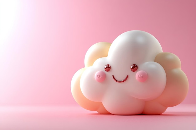 3D-Lächelnde Wolke auf Rosa