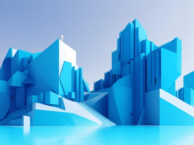 3D-Landschaft Abstraktes Konzept Datenvisualisierung Minimales Design Flache Liniendaten Technologisch