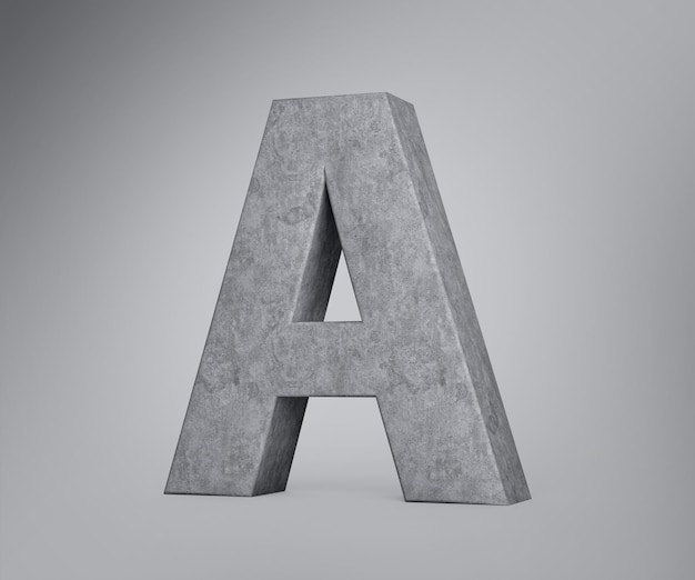 3d letra mayúscula de hormigón un alfabeto hecho de piedra de hormigon gris fondo 3d ilustración