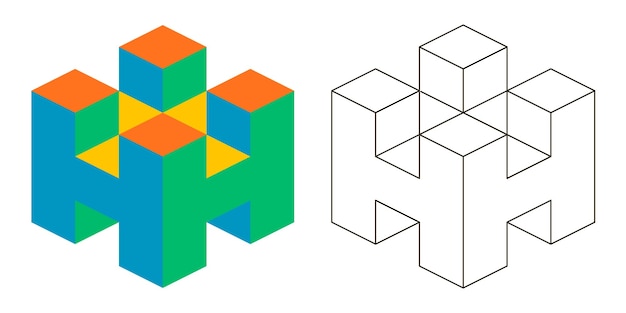 3D Letter H isometry vector letter h para publicidade ou logotipo 3D isometry