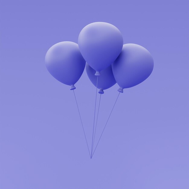 3d lila ballon schwebend isoliertminimaler stil3d-rendering