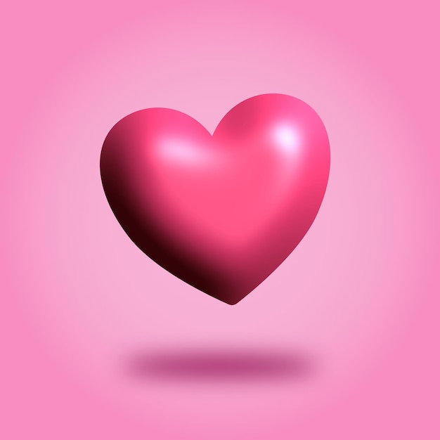 3d lindo corazón rosa o diseño de icono de amor