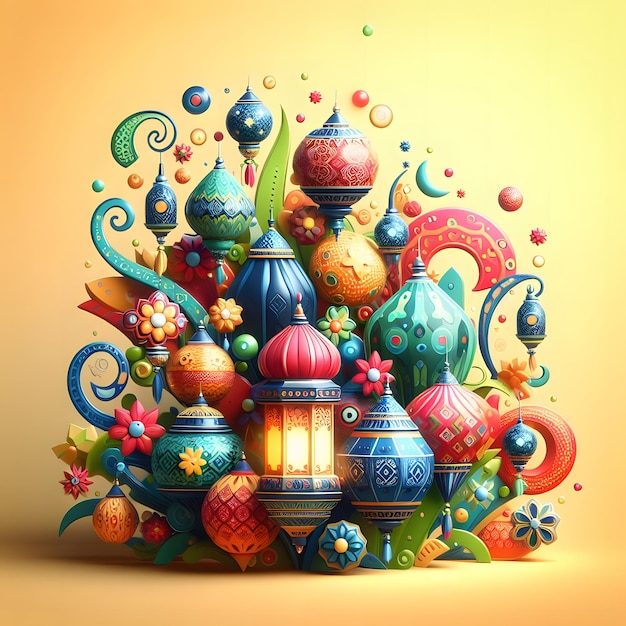 3d linterna islámica año nuevo islámico Ramadán Kareem papel tapiz