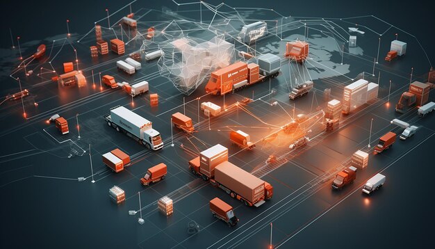 Foto 3d-logistiknetzwerk illustration globaler transportverbindungen