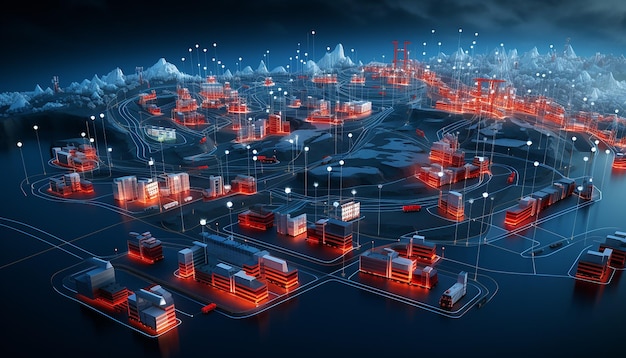 3D-Logistiknetzwerk Illustration globaler Transportverbindungen