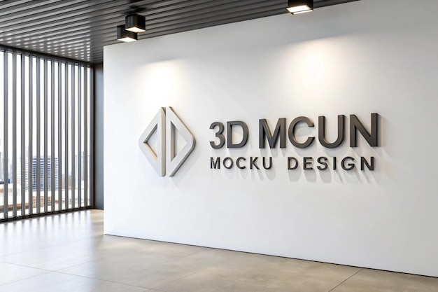 3D-Logo-Mockup auf weißer Wand
