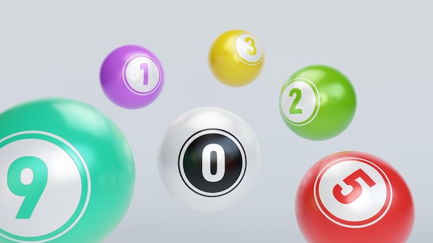 3D-Lotteriebälle mit farbenfrohen Farben