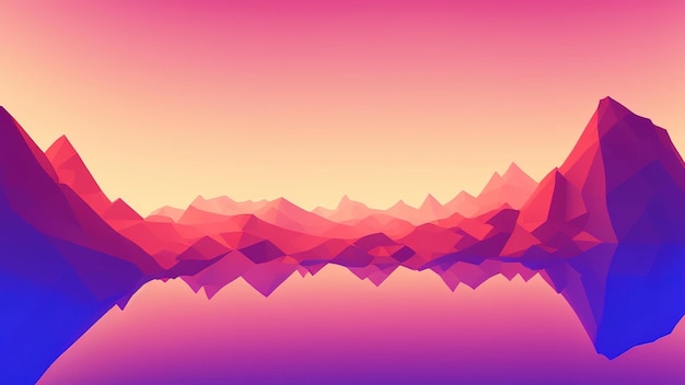 3D Low Polygon See Berg- und Seenlandschaft