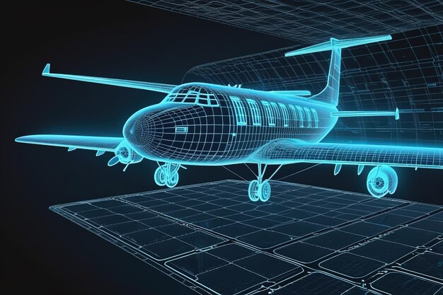 Foto 3d lowpolygon avião renderização ilustração em transporte móvel on-line ai gerado