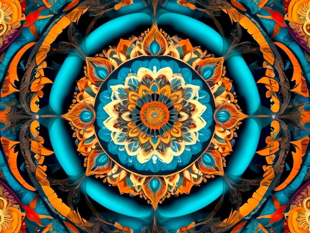 3D-Luxus-Mandala-Design-Hintergrund im mehrfarbigen Bild