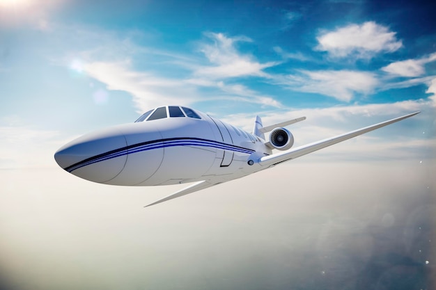 3D-Luxus-Privatjet am Himmel