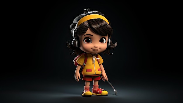 3D-Mädchen, süße Zeichentrickfigur