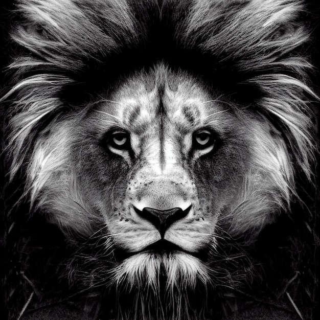 3D majestoso leão macho renderização Imagem artística de retrato de leão bonito