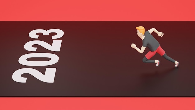 3D Man Run Athelete Forward Change Ejercicio Pista Saludable Happy Challenge Action