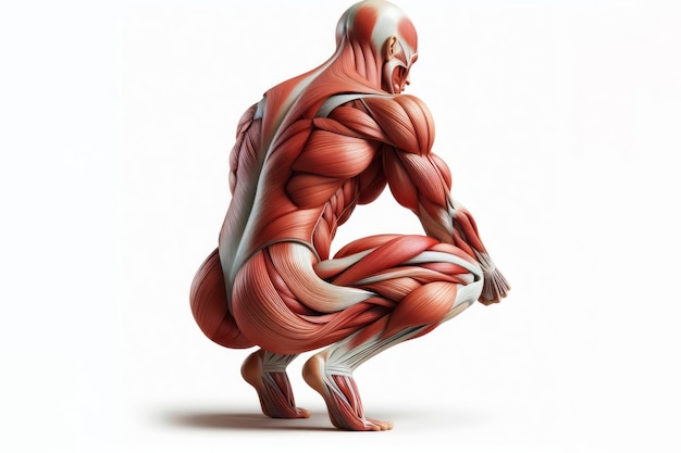 3d masa muscular del cuerpo humano aislada en fondo blanco ai generativo