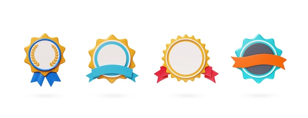 3D-Medaille oder Gewinner Abzeichen-Set Meister-Auszeichnungen-Medaillen Premium-Qualitätsgarantie-Abzeichen-Symbol