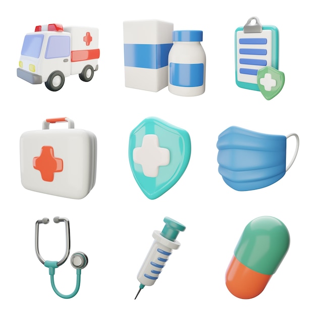 3D-Medizin-Icons-Paket